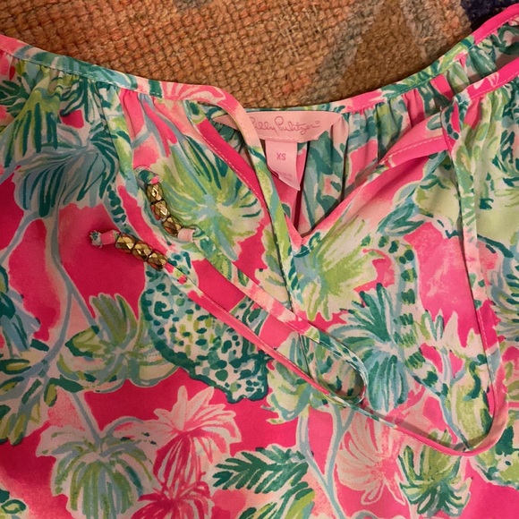 lilly pulitzer palm tree blouse - Picture 2 of 5